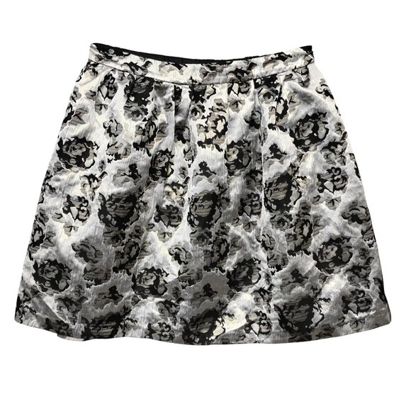 Forever 21 A Line Skirt Silver and Black Roses Embossed Size Medium Preowned - Picture 5 of 6